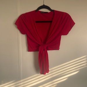 Crop front tie tshirt